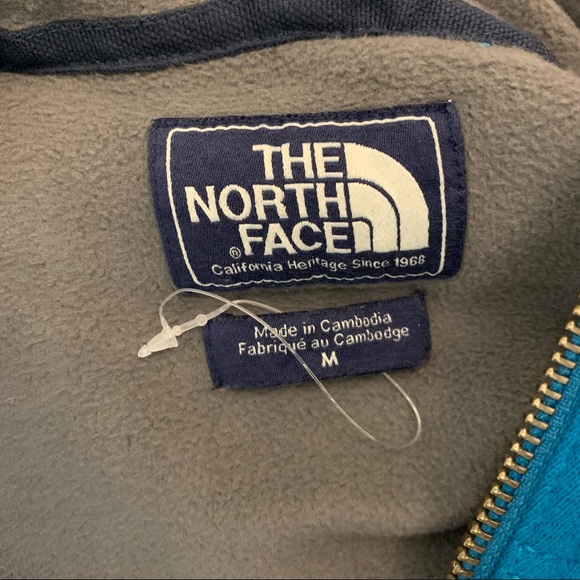 The North Face Blue Teal Snap Zipper Hooded Fleece Lined Jacket Size M - Picture 5 of 9